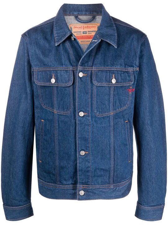 DIESEL D-EMBROIDERED LOGO DENIM JACKET
