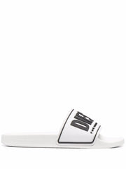 Diesel Sa-Mayemi CC Logo-Embossed Slides — White/Black