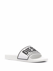 Diesel Sa-Mayemi CC Logo-Embossed Slides — White/Black