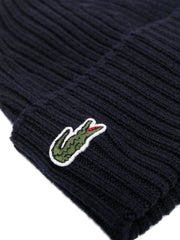 Lacoste Logo-Patch Ribbed-Knit Beanie