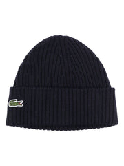 Lacoste Logo-Patch Ribbed-Knit Beanie