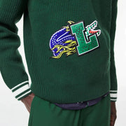 Lacoste Logo Patch V-Neck Striped Jumper – Holiday Comic Badge Edition