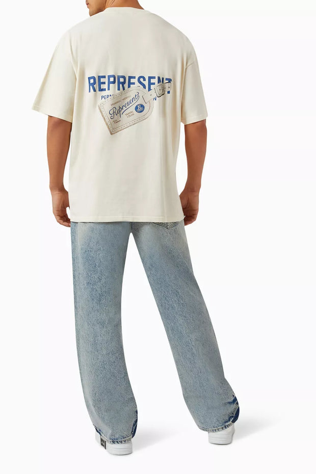 Represent Men’s Luggage Tag T-Shirt – Antique White