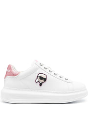 Karl Lagerfeld K/Ikonik Leather Trainers – White &amp; Pink