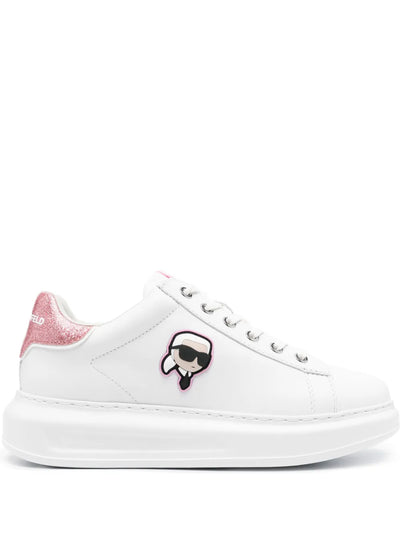 Karl Lagerfeld K/Ikonik Leather Trainers – White &amp; Pink