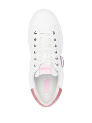 Karl Lagerfeld K/Ikonik Leather Trainers – White &amp; Pink