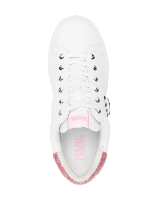 Karl Lagerfeld K/Ikonik Leather Trainers – White &amp; Pink