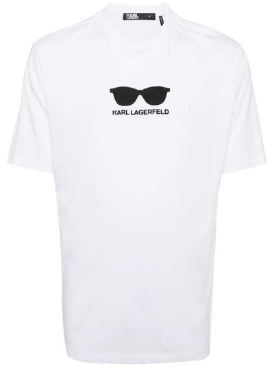 Karl Lagerfeld Sunglasses-Embroidered T-Shirt – White/Black