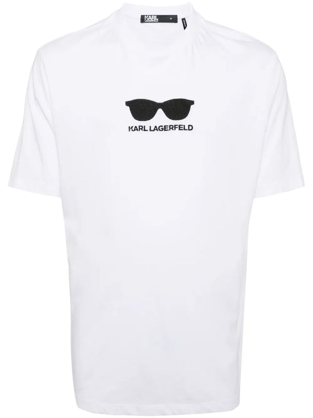 Karl Lagerfeld Sunglasses-Embroidered T-Shirt – White/Black