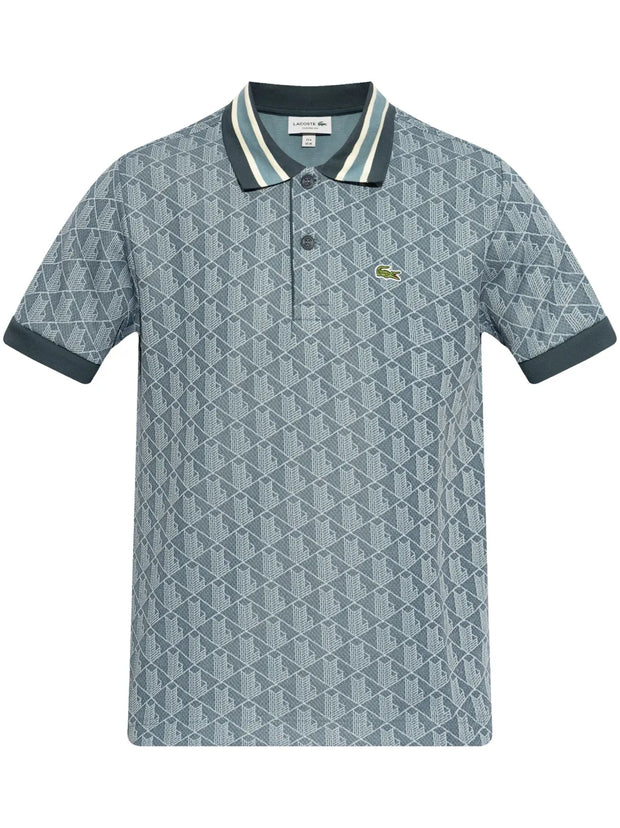 Lacoste Patterned-Jacquard Polo Shirt – Aqua Blue
