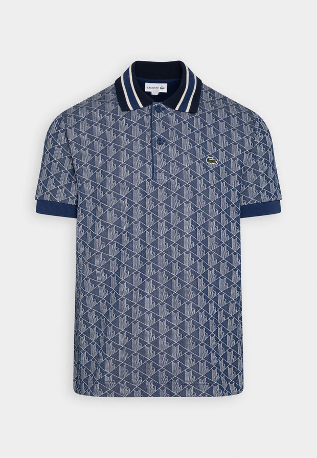Lacoste Classic Fit Patterned Polo Shirt – Light Blue / Blue Stone
