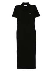 Lacoste Cotton Ribbed Dress – Black