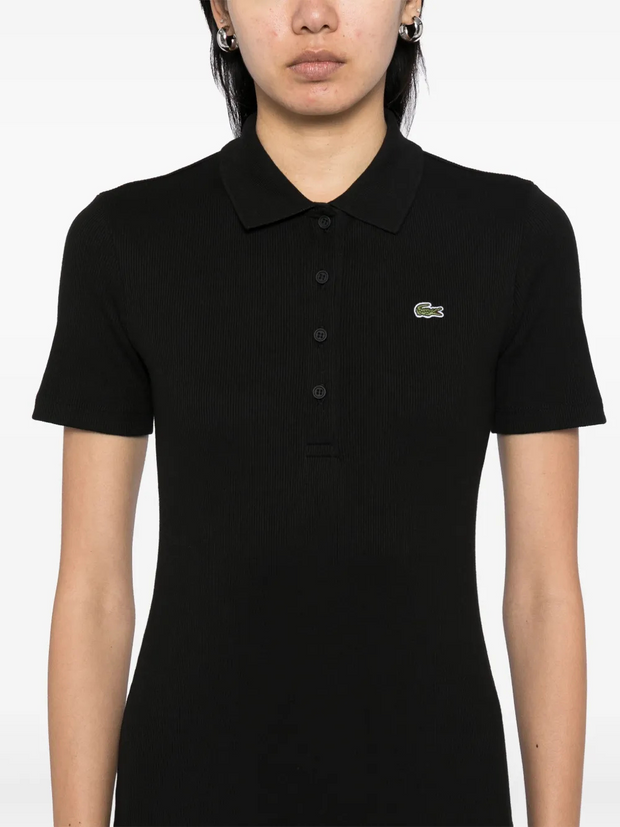 Lacoste Cotton Ribbed Dress – Black