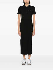 Lacoste Cotton Ribbed Dress – Black