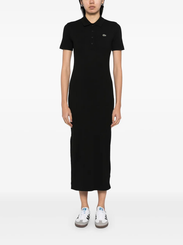 Lacoste Cotton Ribbed Dress – Black