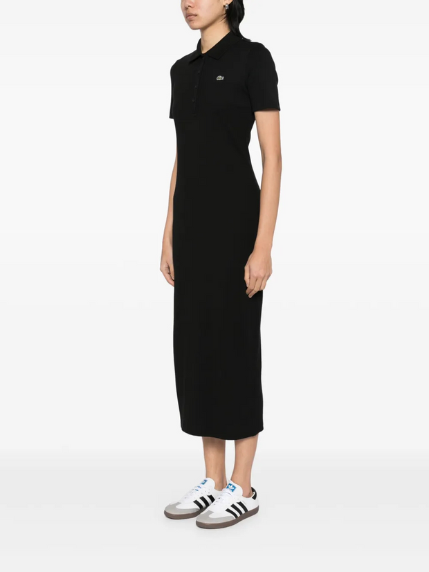 Lacoste Cotton Ribbed Dress – Black