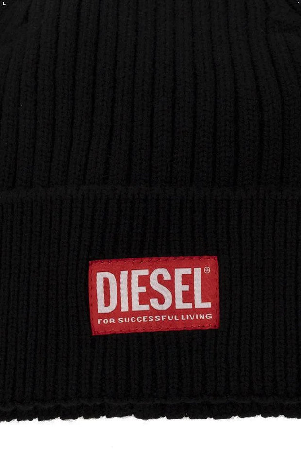 Diesel K-Coder-H Logo Patch Ribbed Beanie