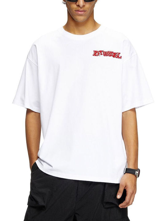 DIESEL RELAXED FIT GRAPHIC LOGO T-SHIRT – WHITE/BORDEAUX