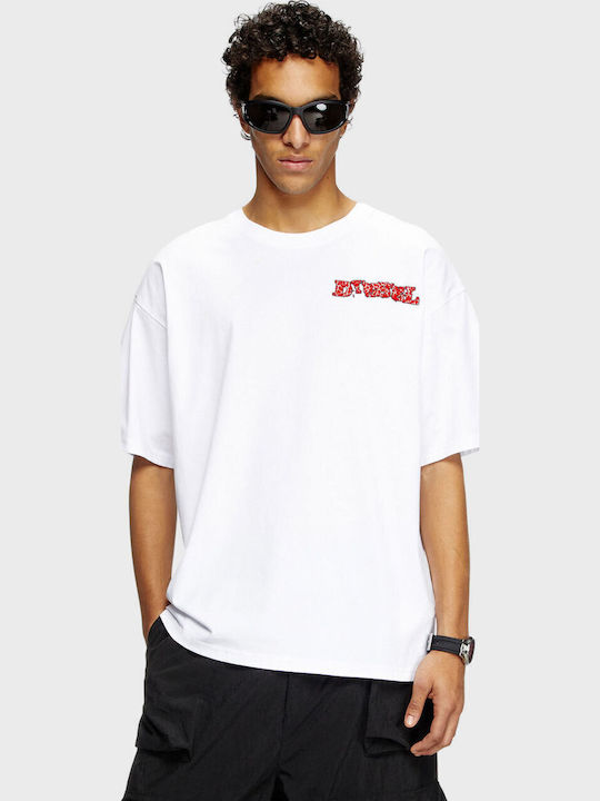 DIESEL RELAXED FIT GRAPHIC LOGO T-SHIRT – WHITE/BORDEAUX
