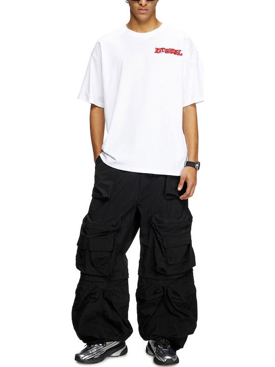 DIESEL RELAXED FIT GRAPHIC LOGO T-SHIRT – WHITE/BORDEAUX