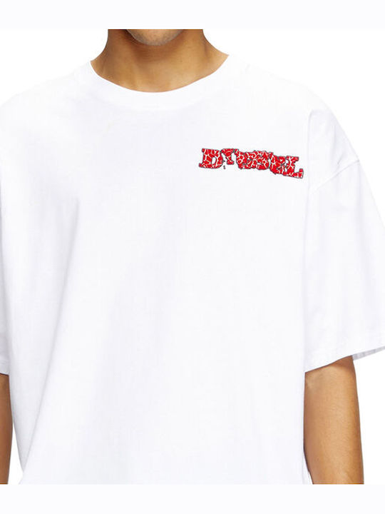 DIESEL RELAXED FIT GRAPHIC LOGO T-SHIRT – WHITE/BORDEAUX