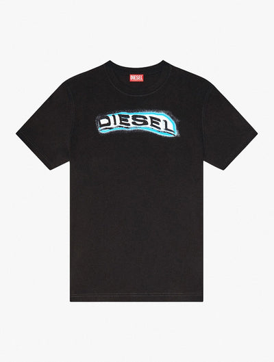 DIESEL T-ADJUST-R4 PUFF PRINT LOGO T-SHIRT – BLACK