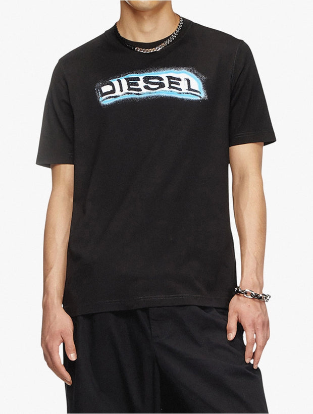 DIESEL T-ADJUST-R4 PUFF PRINT LOGO T-SHIRT – BLACK